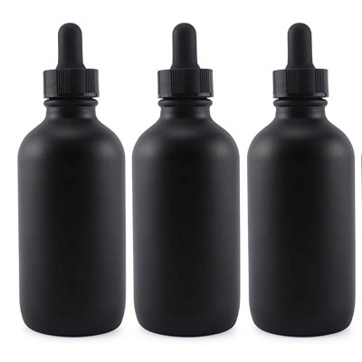 4oz Black Refillable Glass Eye Dropper Bottles for Essential Oils Cosmetics