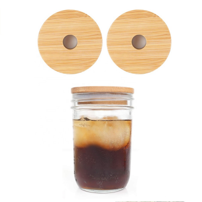 Wide Mouth Mason Glass Jars and Containers with Bamboo Lids Straw