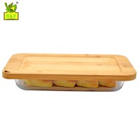 Oven Safe Glass Rectangular Baking Dish with bamboo Lid