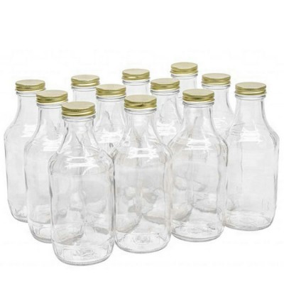 16 Ounce 480ml Round Beverages Glass Bottle for Kombucha with Lid Cap