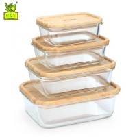 PIE LOCK high borosilacate glass food container with bamboo lid/ECO friendly lid