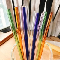 Popular products 2020 custom reusable borosilicate glass straw set, drinking straw glass