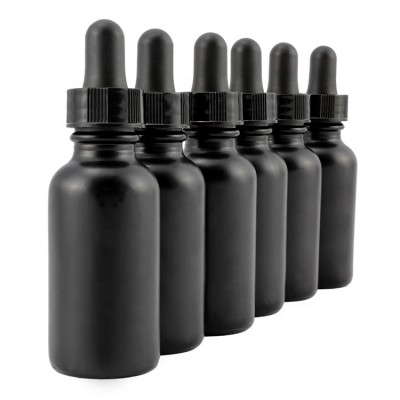 30ml 1oz Matt Black Coating Boston Round Glass Bottle with Child Resistant Dropper