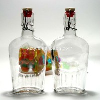 8.5oz/17oz Flask Clear Glass Bottle With Swing top Cap