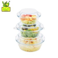 High borosilicate  transparent microwave glass casserole with glass lid