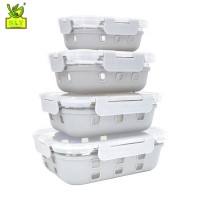 Glass food container with silicone sleeve glass containers for food storage oven microwave safe silicone protection