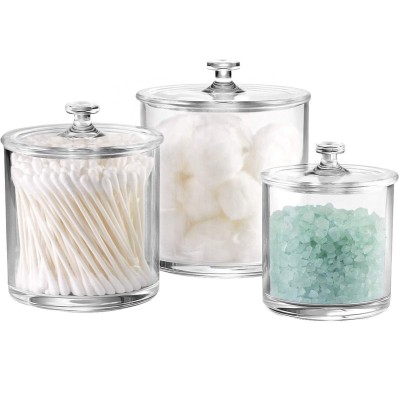 Crystal Plastic Set of 3 Storage Canisters Acrylic Apothecary Jars